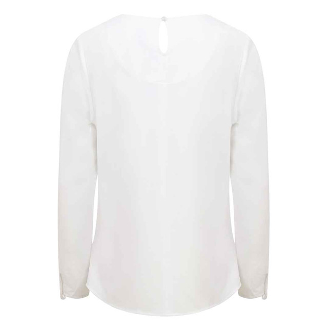 Henbury Blouse met lange mouwen en geplooide voorkant voor dames UTLT5764_white large