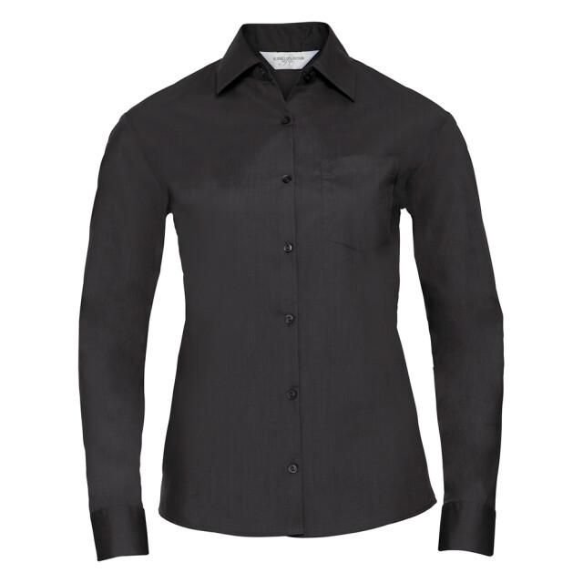 Russell Athletic Dames klassiek polycotton easy-care shirt met lange mouwen UTLT4383_black large