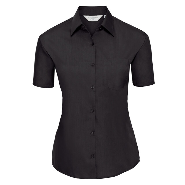 Russell Athletic Dames klassiek polycotton easy-care overhemd met korte mouwen UTLT4386_black large