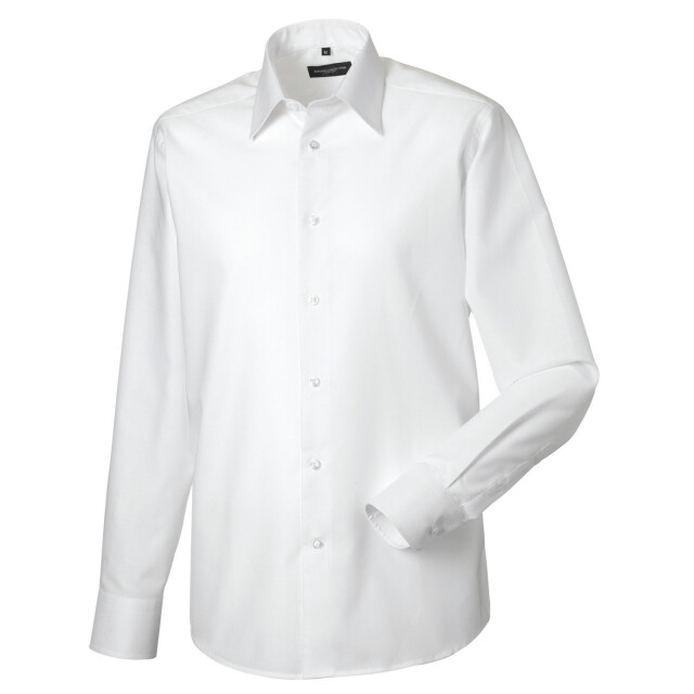 Russell Athletic Heren effen oxford getailleerd overhemd met lange mouwen UTLT4415_white large