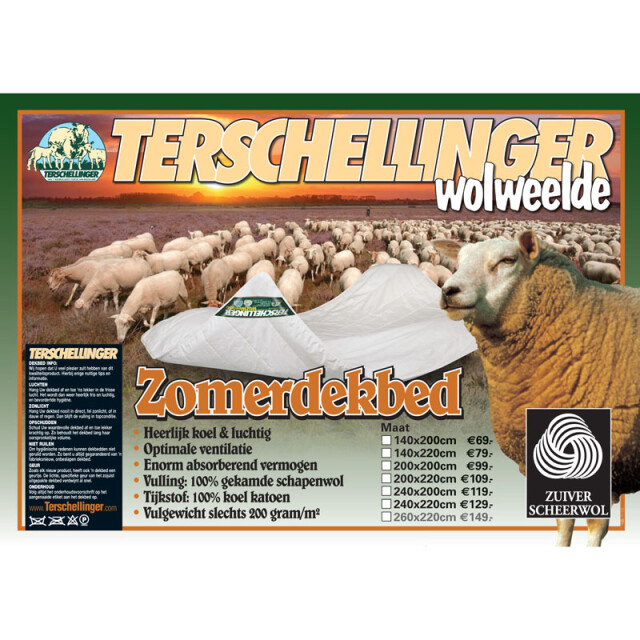 Terschellinger Wolweelde Terschellinger zomer dekbed | zuiver scheer wollen zomer dekbed | luchtig, licht 3059831 large