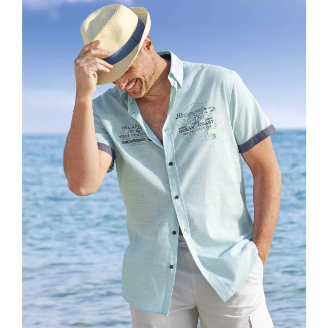 Atlas For Men Heren nautisch overhemd UTAF433_turquoise large