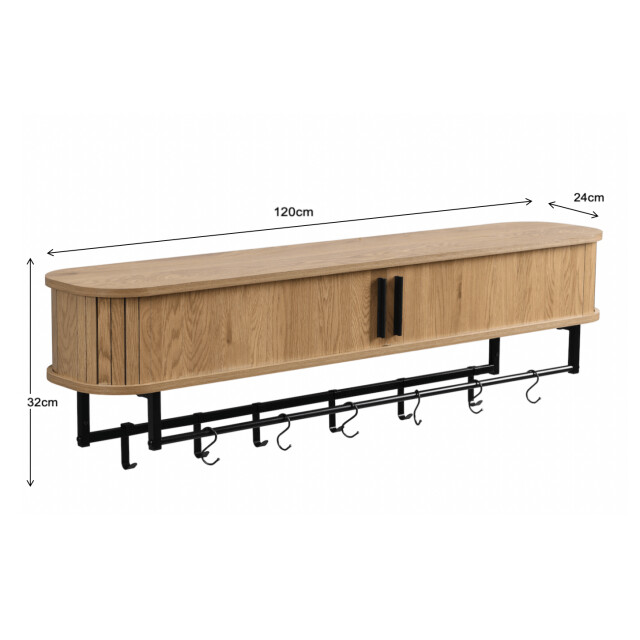 Furnilux Kapstok 120 x 24 x 32 cm xxxl wandkapstok kiruna 12 haken licht 3060522 large
