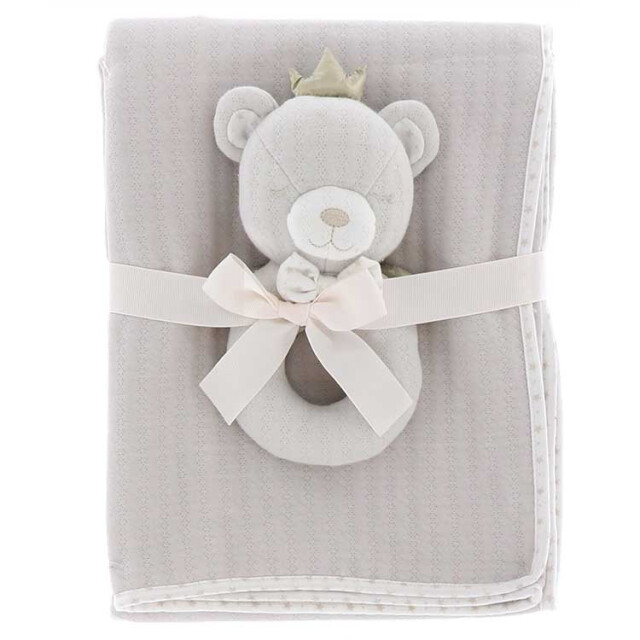 Unique Living blanket+rattle baby bear 100x75cm 3014466 large