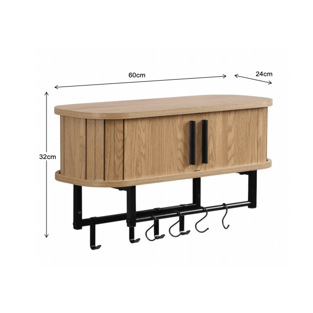 Furnilux Kapstok 60 x 24 x 32 cm smal wandkapstok kiruna 8 haken licht 3060625 large