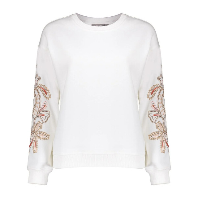 Geisha 52140-24 010 sweater embroiderd sleeves off-white 52140-24 010 large