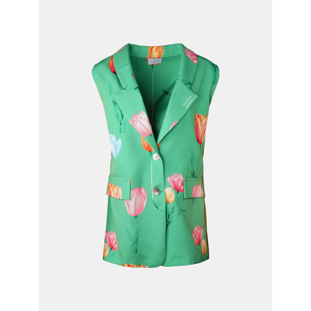 Mucho Gusto ® gilet zanè groen tulpenprint MUCHO GUSTO® Gilet Zanè Groen Tulpenprint large