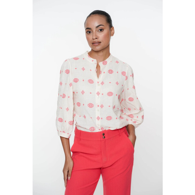 Geisha 53176-70 010 blouse embroidery off-white/coral 53176-70 010 large