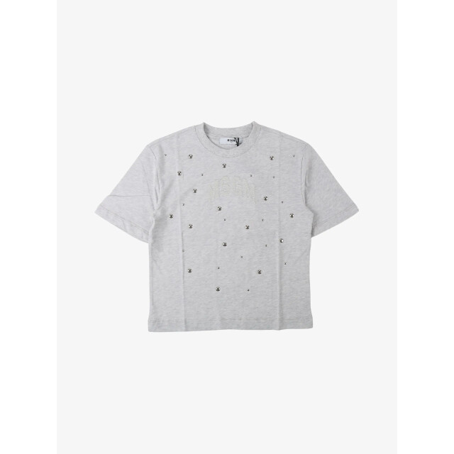 Msgm Meisjes t-shirt studded oversized grey melange S5MSJGTH215-107 large