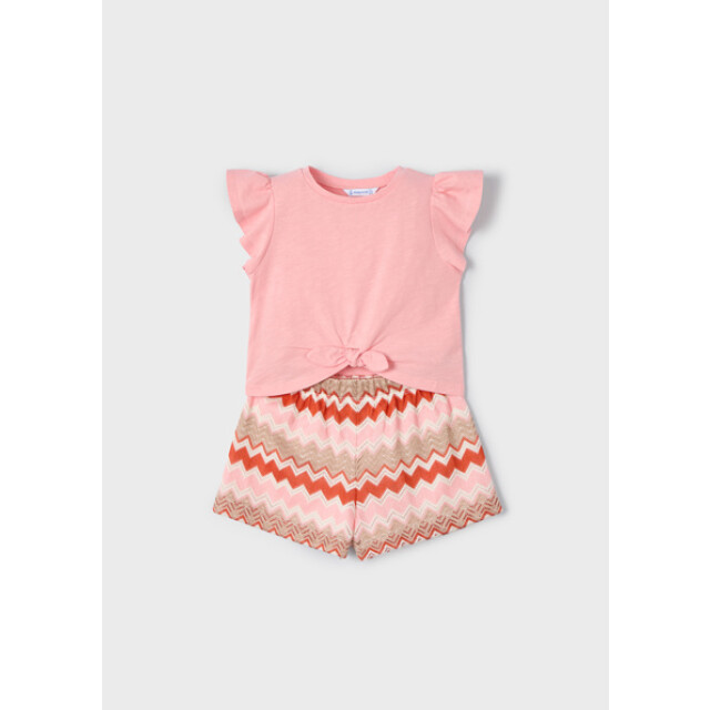 Mayoral Zomer top + short gebreid meisjes zalm 3209-55-zalm roze large