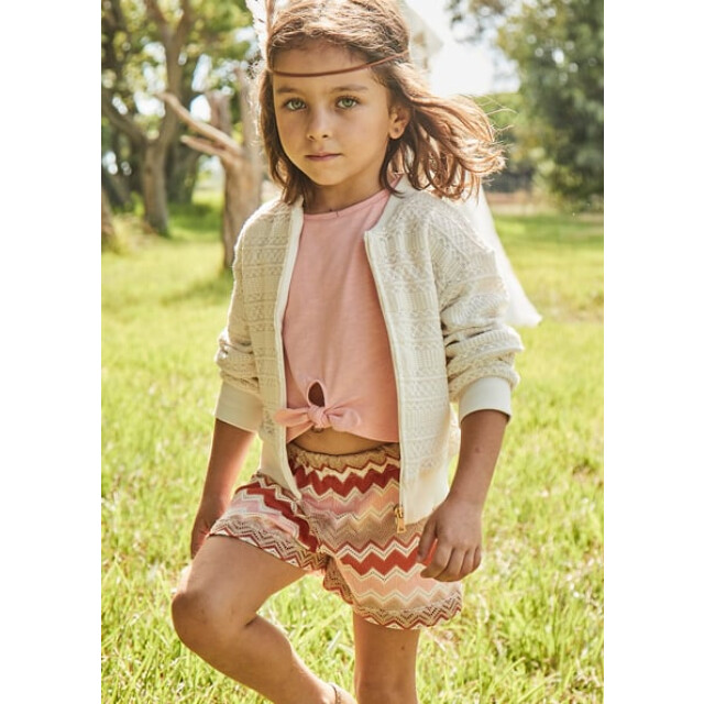 Mayoral Zomer top + short gebreid meisjes zalm 3209-55-zalm roze large