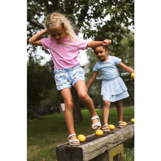 Quapi Zomer broek meisjes - aop bloemen fyna QS252 - Fyna - blauw - AOP bloemen large