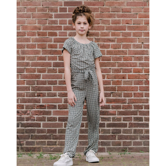 Kiestone Zomer jumpsuit meisjes grafic /wit jacky KS9777-grafic black&white large
