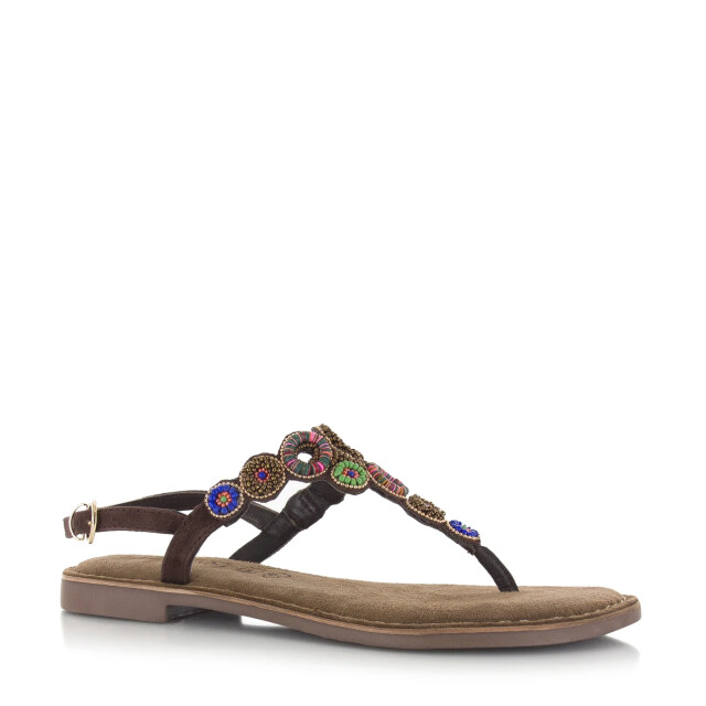 Lazamani suède teensandaal platte sandalen dames 75.314 brown-multi large