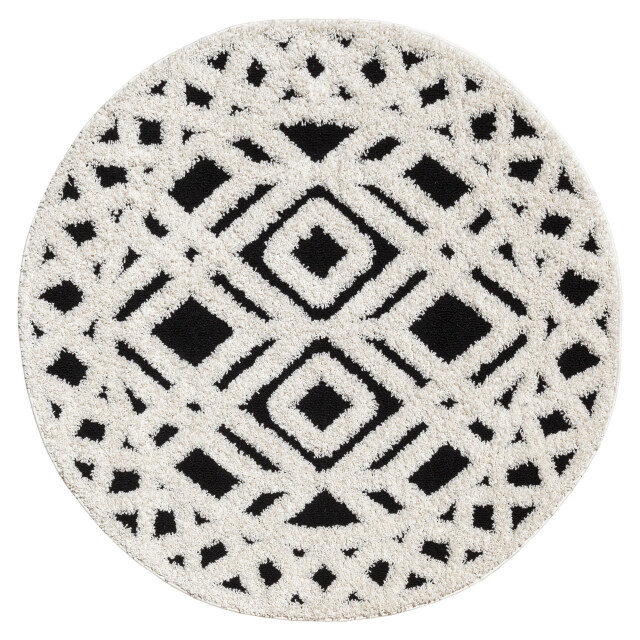 Muratap Luxus shaggy plus hoogpolig vloerkleed hoog laag design creme/ rond - 3046056 large