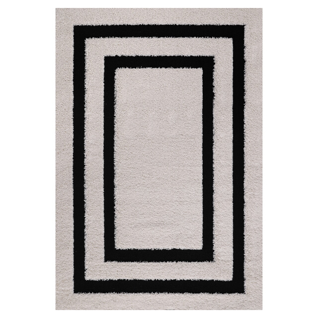 Muratap Luxus shaggy plus hoogpolig vloerkleed modern geometrisch design creme/zwart 3046120 large