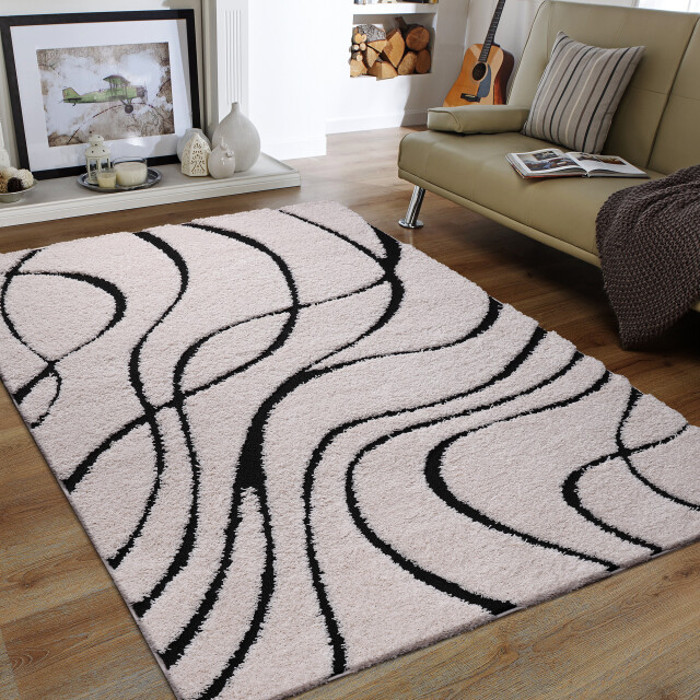 Muratap Luxus shaggy plus hoogpolig vloerkleed skandi design /zwart - 3046093 large