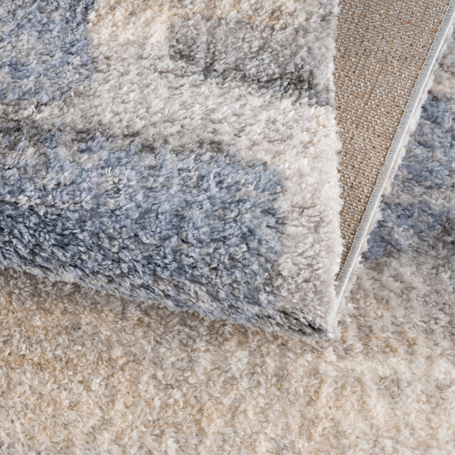 Muratap Versay hoogpolig vloerkleed golvend design grijs/blauw franjes- 80x150 cm 3046042 large