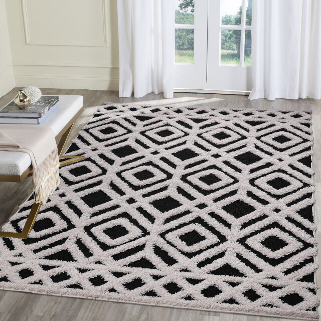 Muratap Luxus shaggy plus hoogpolig vloerkleed hoog laag design creme/ - 3046084 large