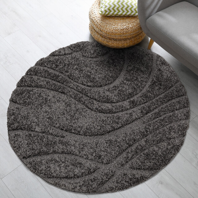Muratap Luxus shaggy plus hoogpolig vloerkleed skandi design uni effen rond 3046064 large