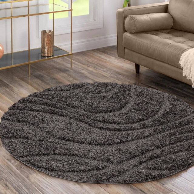 Muratap Luxus shaggy plus hoogpolig vloerkleed skandi design uni effen rond 3046064 large
