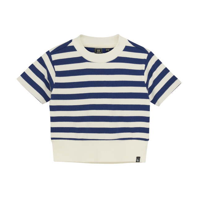 Indian Blue Zomer t-shirt s/s meisjes navy cropped gestreept rib 970123-7939-Blueprint large