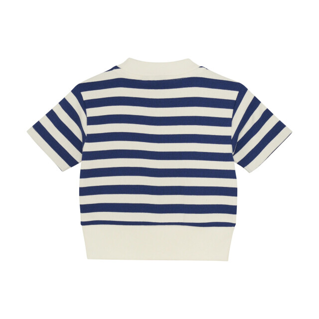 Indian Blue Zomer t-shirt s/s meisjes navy cropped gestreept rib 970123-7939-Blueprint large