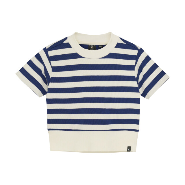 Indian Blue Zomer t-shirt s/s meisjes navy cropped gestreept rib 970123-7939-Blueprint large