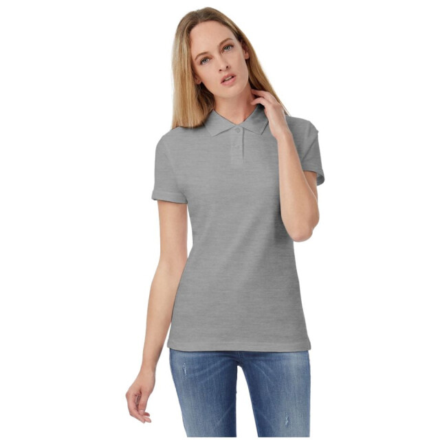 B and C Dames id.001 heather poloshirt UTLT2055_heathergrey large