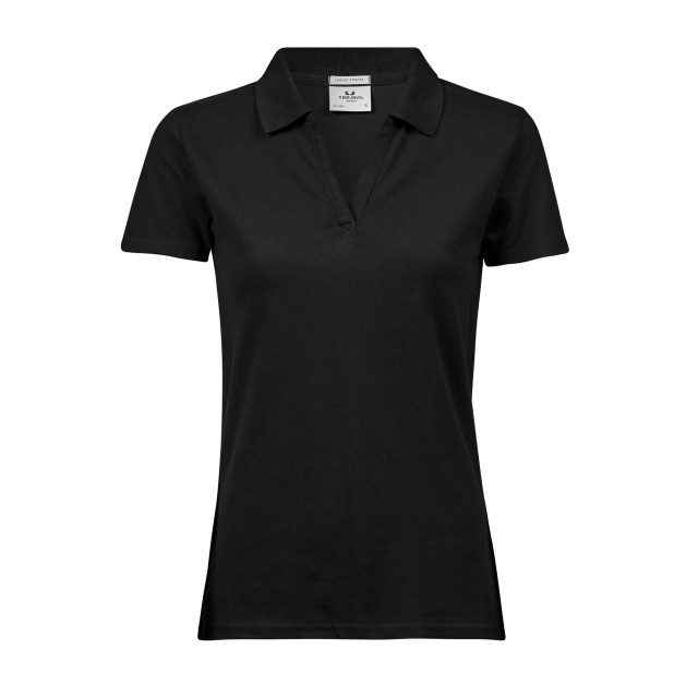 Tee Jays Dames luxe stretch v hals poloshirt UTLT1962_black large