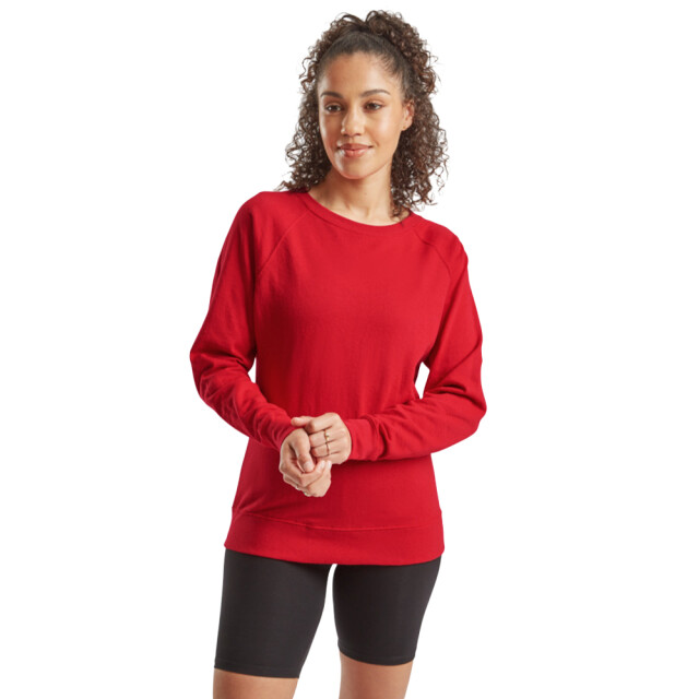 Fruit of the Loom Dames lichtgewicht raglan sweatshirt UTLT1389_red large