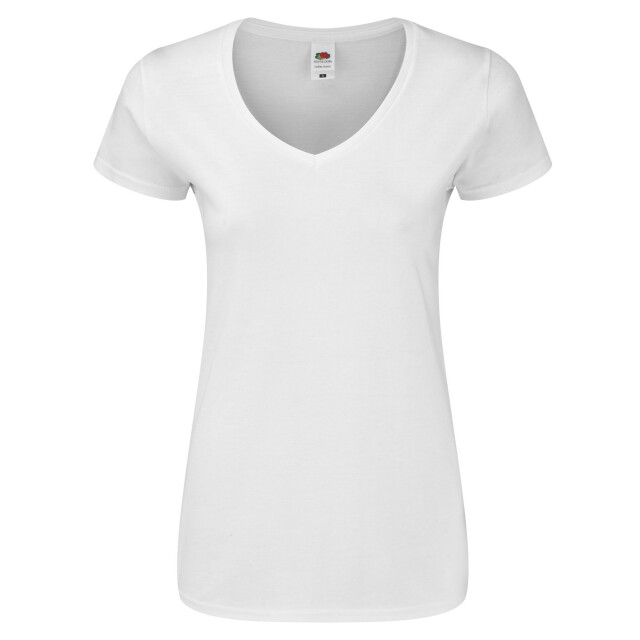 Fruit of the Loom Dames iconic 140 v hals t-shirt UTLT1425_white large