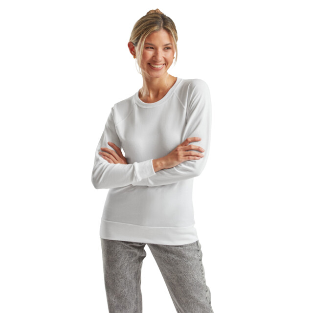 Fruit of the Loom Dames lichtgewicht raglan sweatshirt UTLT1389_white large