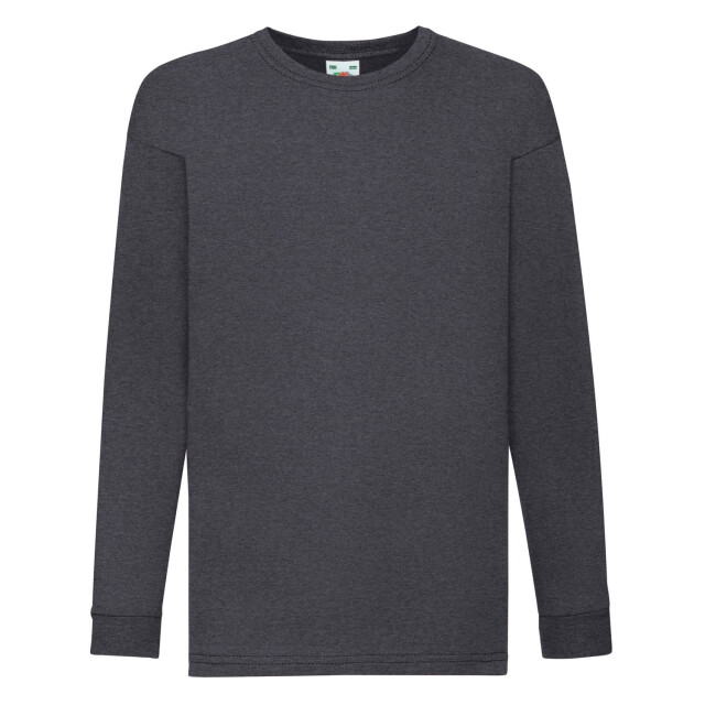 Fruit of the Loom Kinder/kinder valueweight polycotton t-shirt met lange mouwen UTLT1457_darkgreyheather large