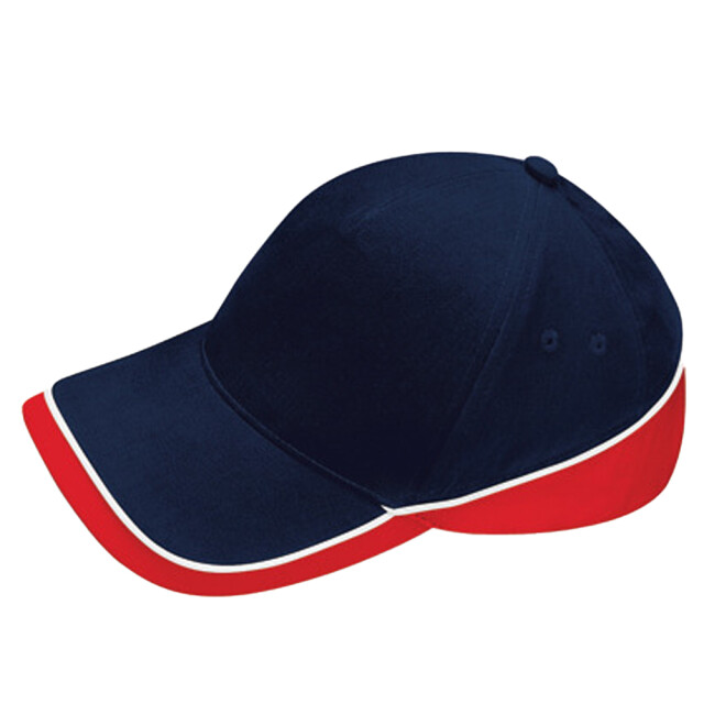 Beechfield Teamwear wedstrijd baseball cap UTLT1157_frenchnavyclassicredwhite large