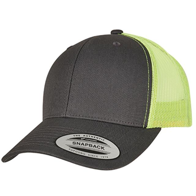 Flexfit Retro tweekleurige truckerpet UTLT1166_charcoalneongreen large