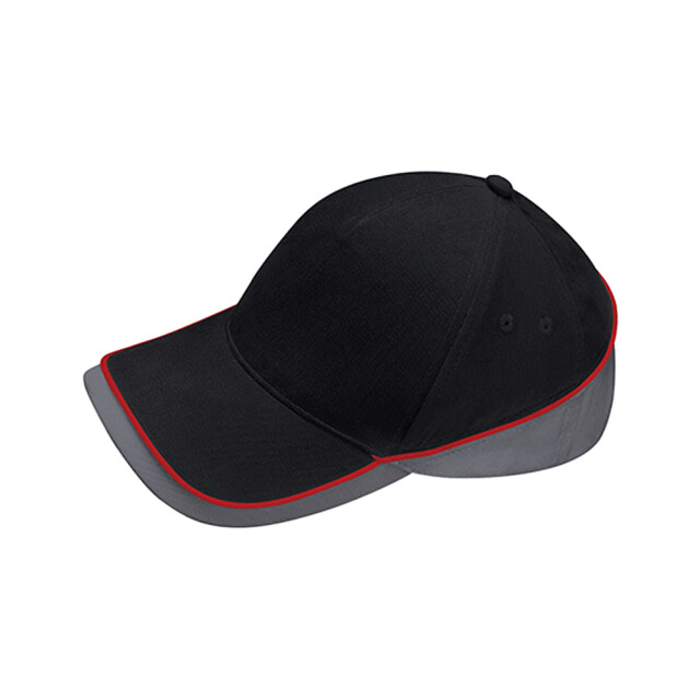 Beechfield Teamwear wedstrijd baseball cap UTLT1157_blackgraphitegreyclassicred large