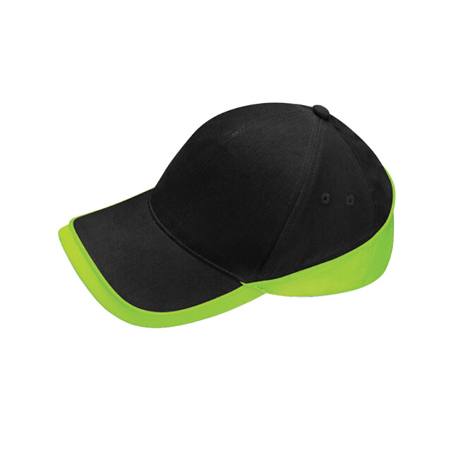 Beechfield Teamwear wedstrijd baseball cap UTLT1157_blacklimegreen large