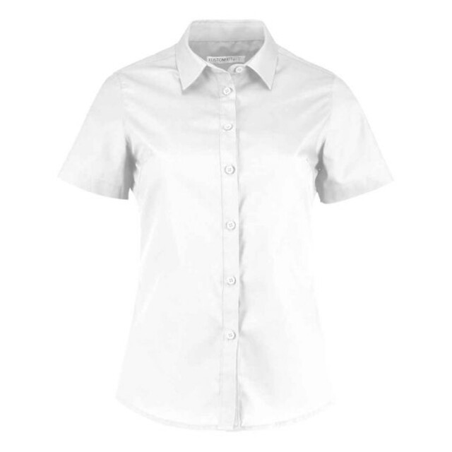 Kustom Kit Dames poplin getailleerd overhemd met korte mouwen UTLT4860_white large