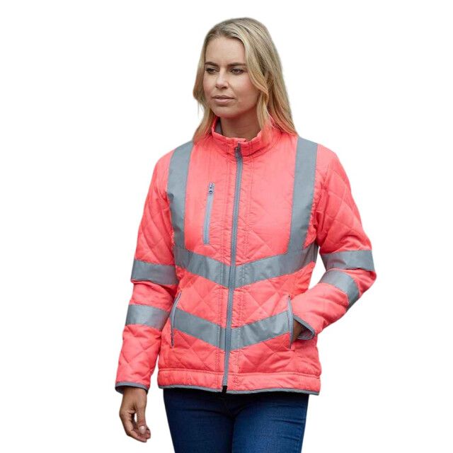 Yoko Dames kensington fleece gevoerde hi-vis lady fit gewatteerde jas UTLT5574_pink large