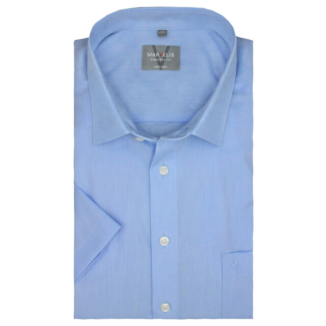 Marvelis Heren chambray comfort overhemd met korte mouwen UTLT5683_blue large