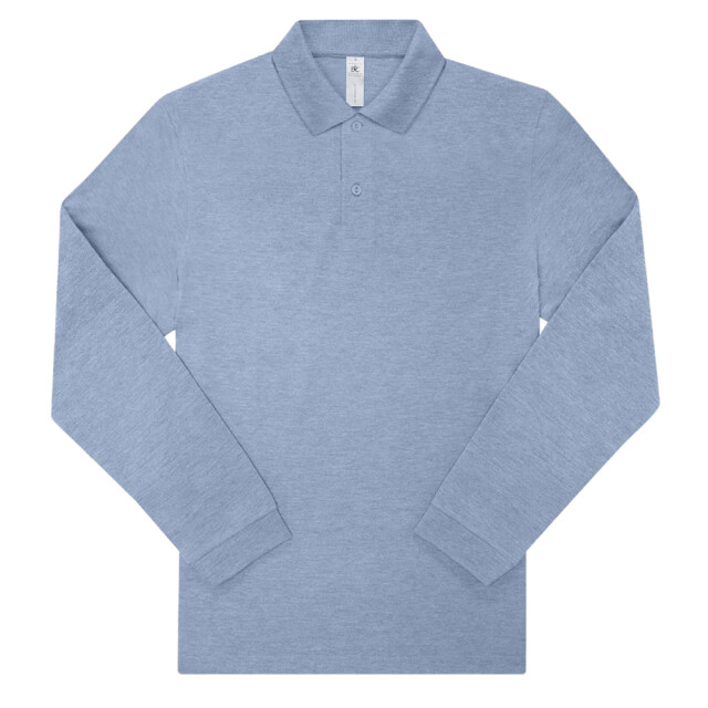 B and C Heren my polo 210 effen shirt met lange mouwen UTLT5963_heatherblue large