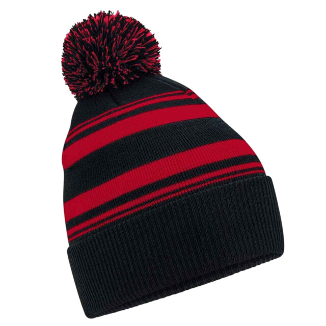 Beechfield Gestreepte muts UTLT937_blackclassicred large