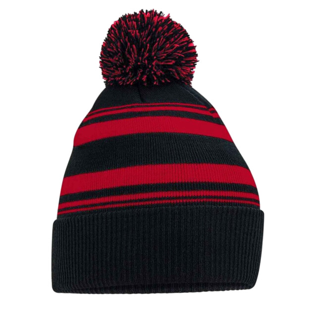 Beechfield Gestreepte muts UTLT937_blackclassicred large