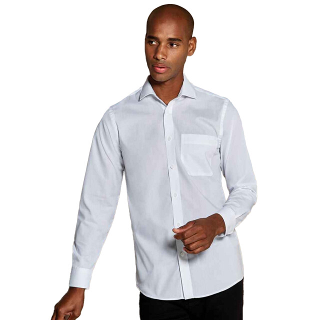 Kustom Kit Heren poplin getailleerd overhemd met lange mouwen UTLT5407_white large