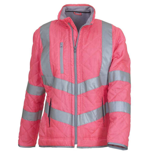Yoko Dames kensington fleece gevoerde hi-vis lady fit gewatteerde jas UTLT5574_pink large