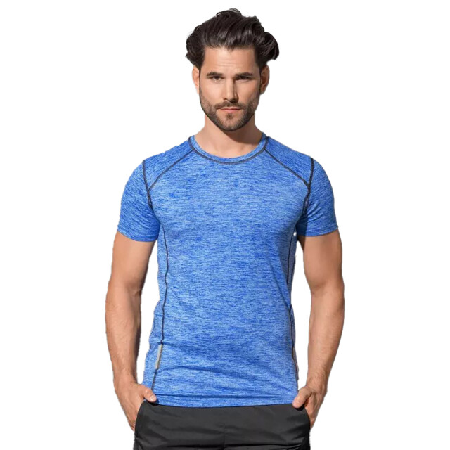 Stedman Stars Heren heather reflecterend detail slim sport t-shirt UTLT5382_blueheather large