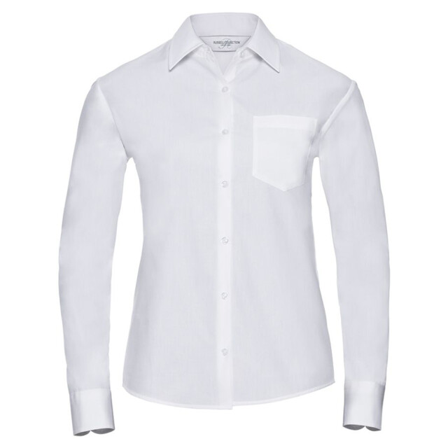 Russell Athletic Dames klassiek popeline easy-care overhemd met lange mouwen UTLT5097_white large