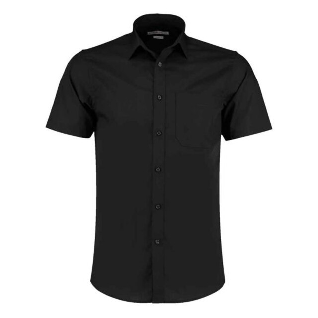 Kustom Kit Heren poplin getailleerd overhemd met korte mouwen UTLT4848_black large