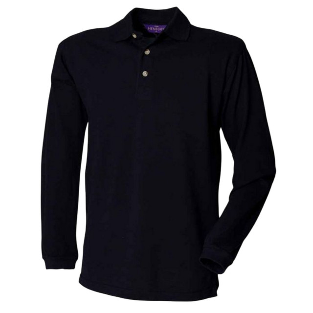 Henbury Herenpolo piqué katoen met lange mouwen UTLT3747_navy large